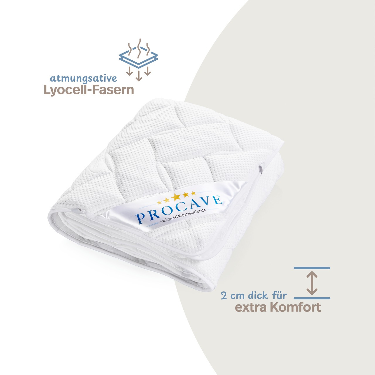 Matratzenauflage verstepptes Lyocell-Doppeltuch mit 4 Eckgummis