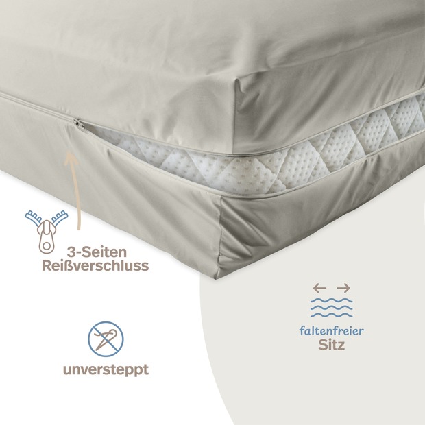 unversteppter Matratzenbezug grau