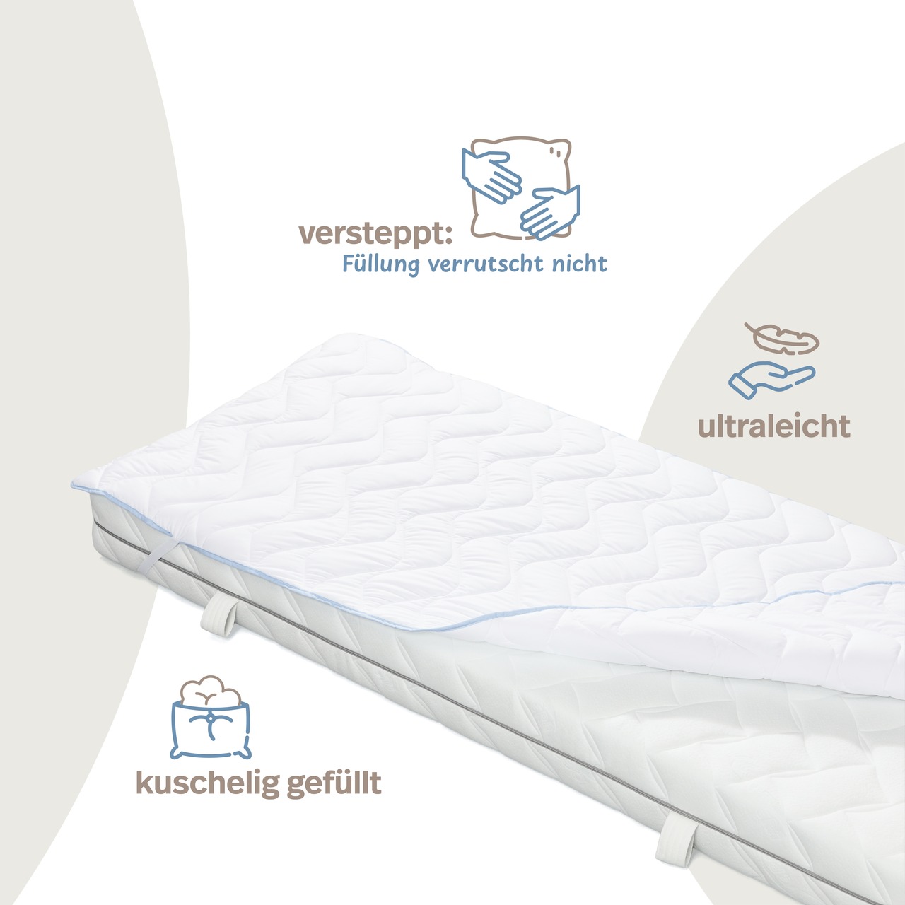 leichtes Unterbett TopCool mit 4 Eckgummis