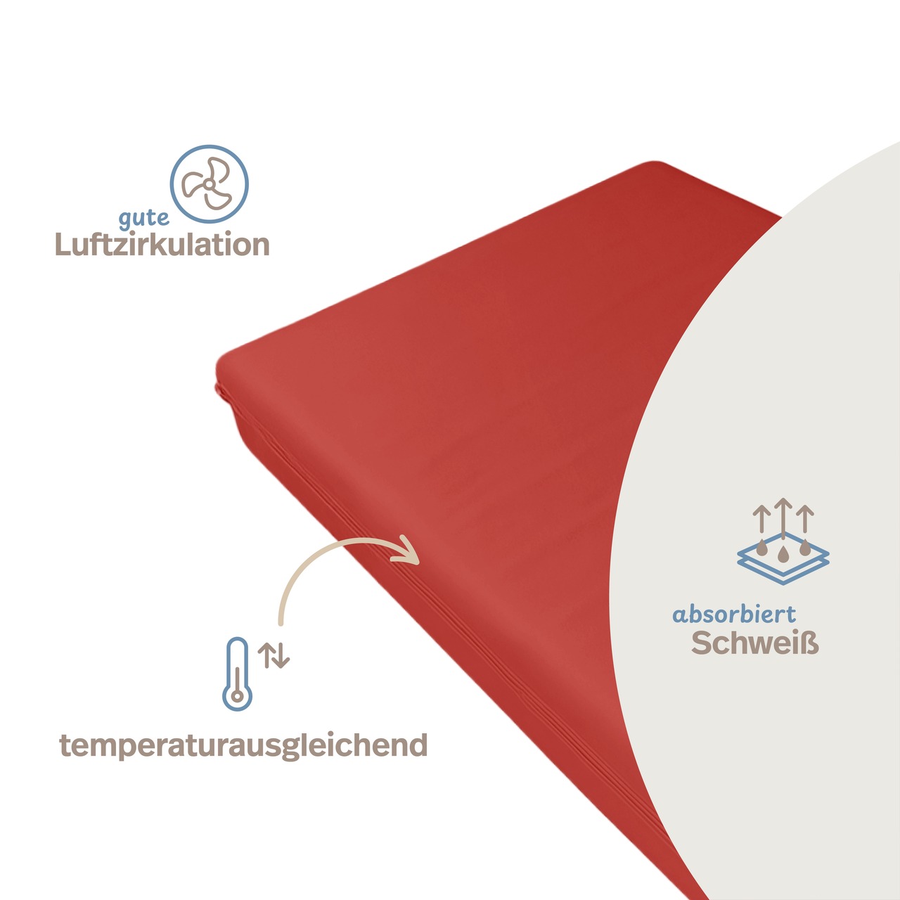unversteppter Matratzenbezug rot