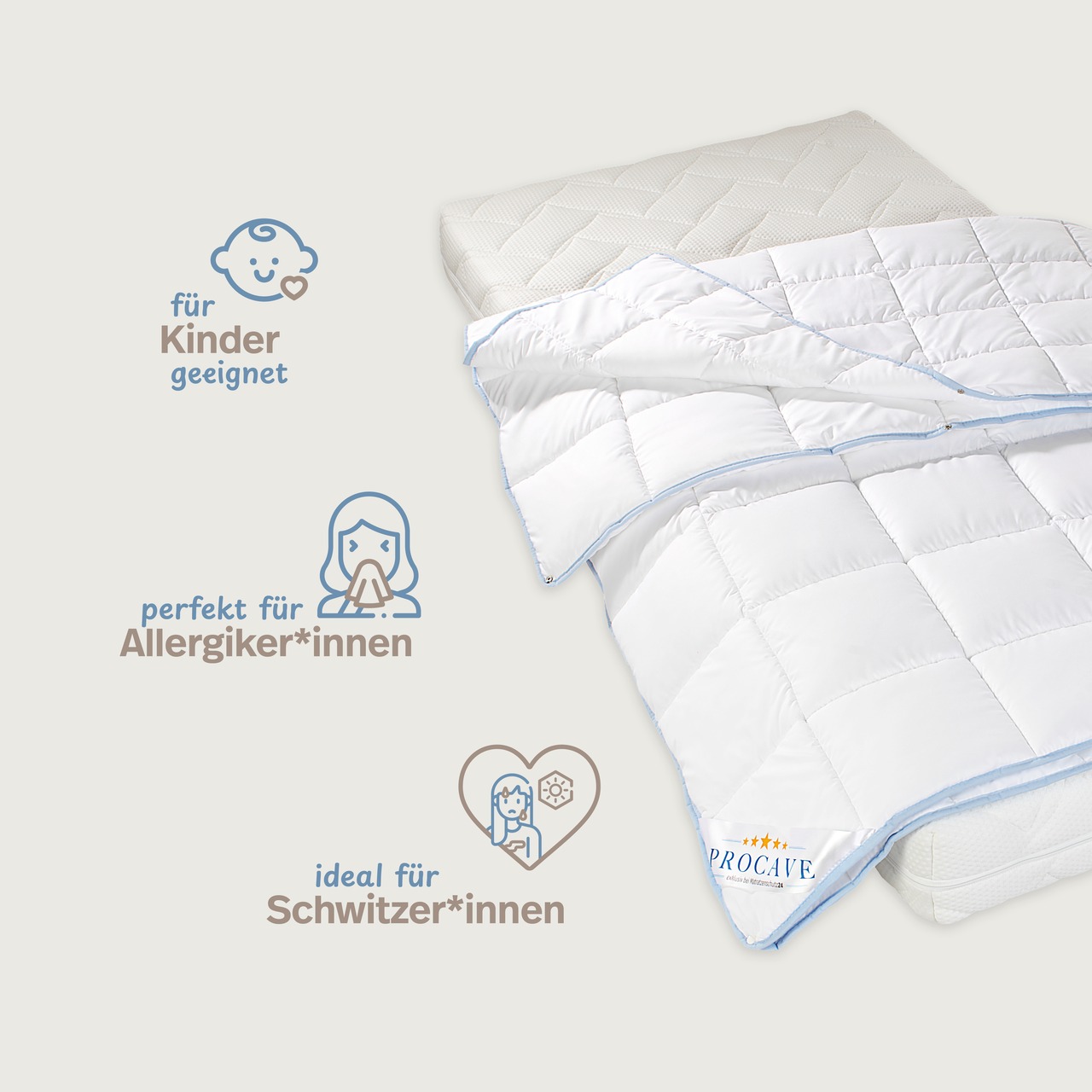 TopCool kochfeste Qualitäts-4-Jahreszeitendecke mit Druckknöpfen