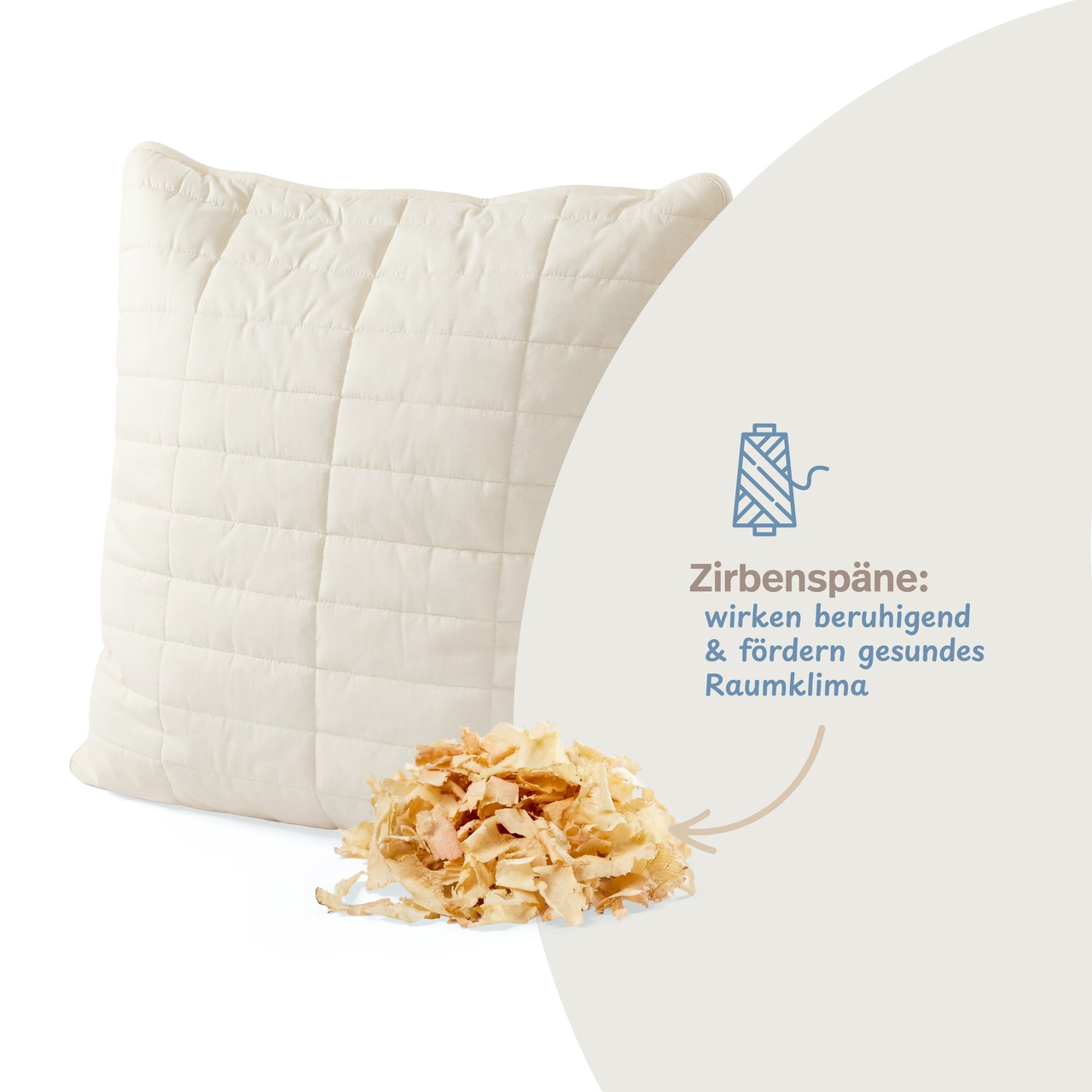 NATUR Schurwolle Kopfkissen mit Zirben-Späne