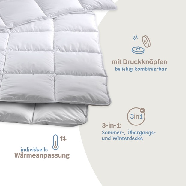 MICRO-COMFORT 4 Jahreszeiten Steppdecke mit Druckknöpfen