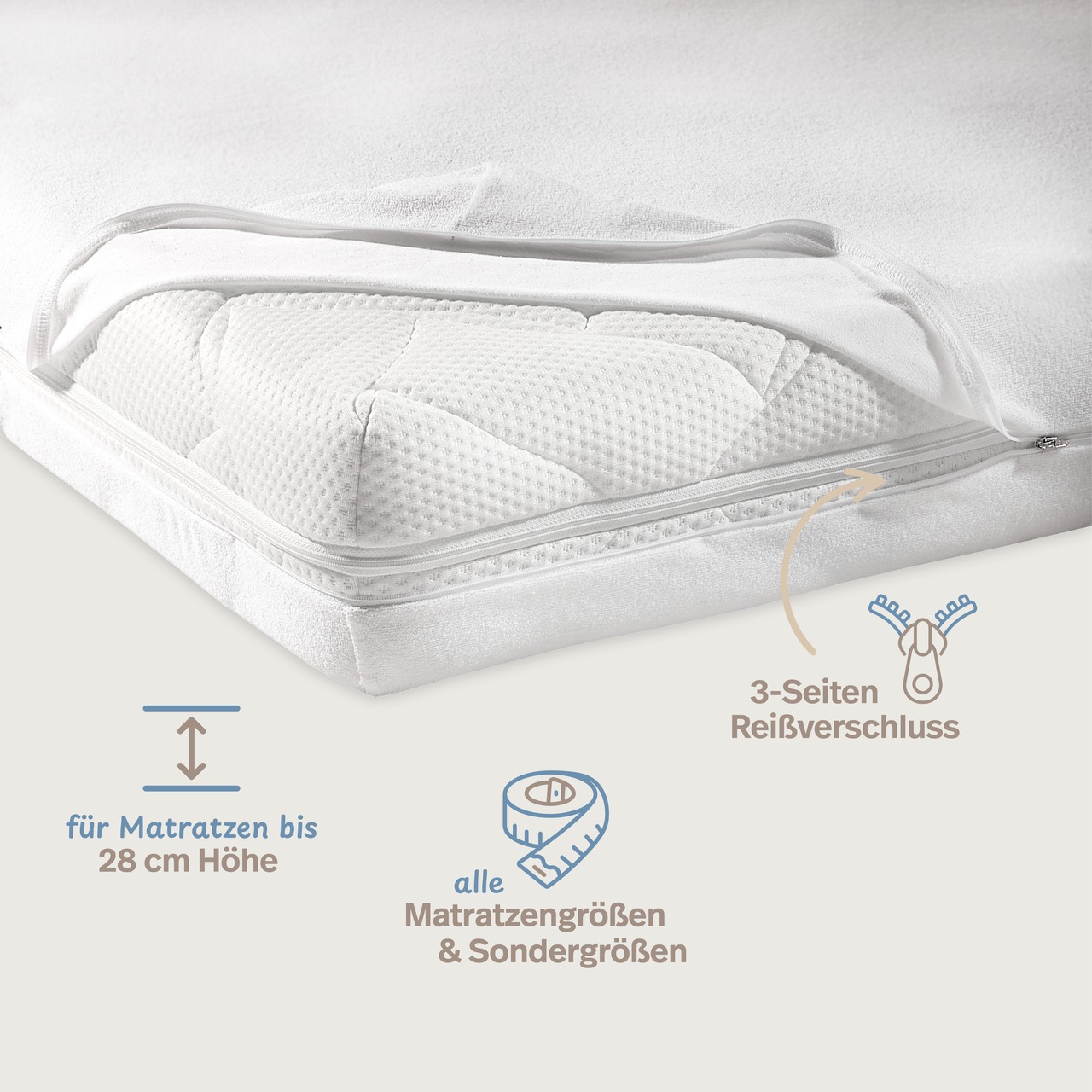 unversteppter Matratzenbezug Frottee-Stretch weiß