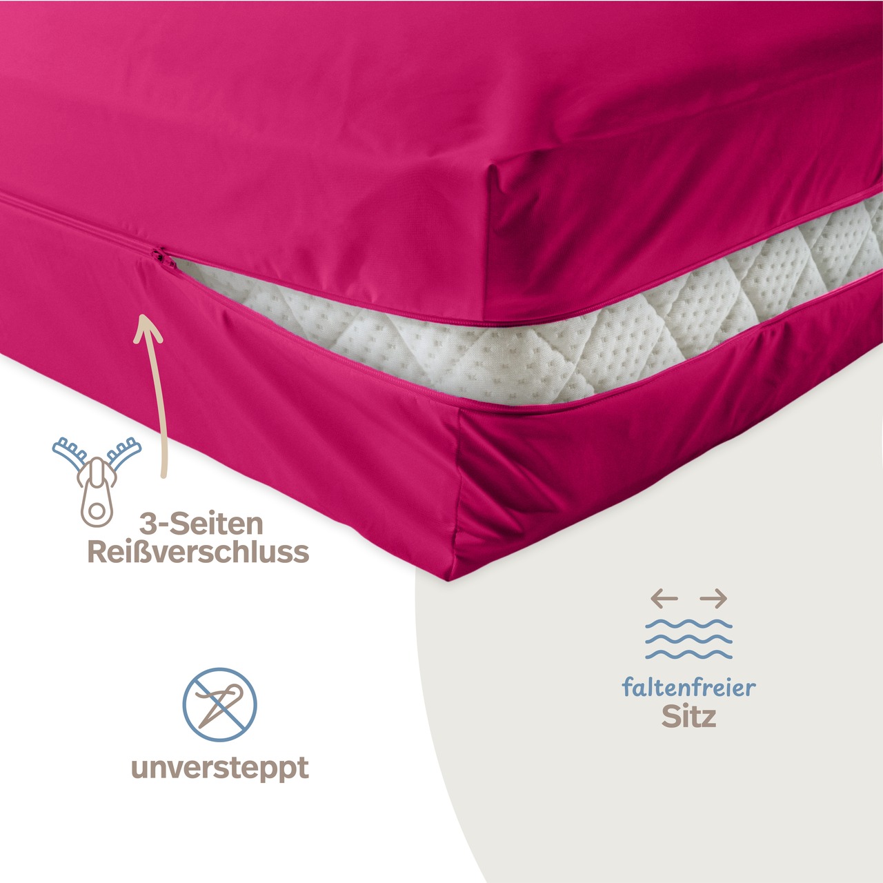 unversteppter Matratzenbezug pink